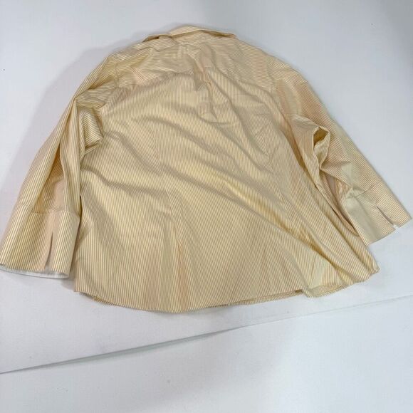 Lands End Shirt Womens 24W Yellow No Iron Pinpoint Oxford Pinstripe Button Up - Picture 9 of 10